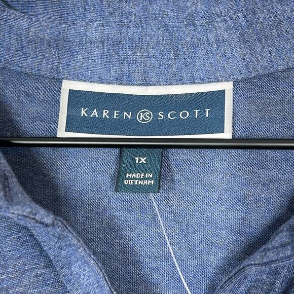 NEW Karen Scott Button Down Shirt Women's Plus Size 1X Blue Long Sleeve Casual - Picture 5 of 6